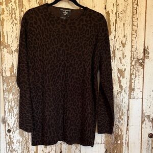 Kasper Brown Patterned Long Sleeve Top